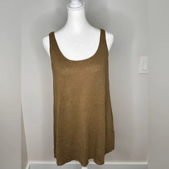 Eileen Fisher Earthy Brown Organic Linen Tank Top - Picture 8 of 12